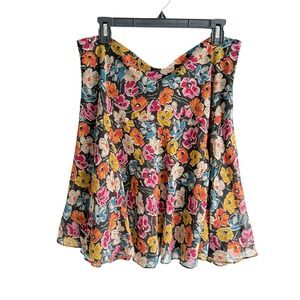 LAUREN RALPH LAUREN Black Label  Multi Floral Crinkle Georgette Ladies Skirt, 14